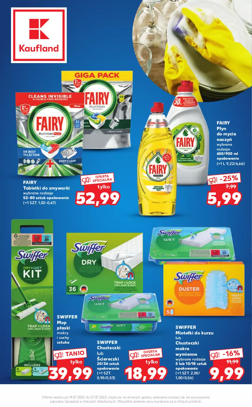 Gazetka promocyjna Kaufland - Oferta specjalna - ważna 14.07 do 27.07.2022 - strona 2 - produkty: Chusteczki, Do mycia naczyń, Fa, Fairy, Mop, Płyn do mycia, Płyn do mycia naczyń, Tablet, Tabletki do zmywarki, Zmywarki