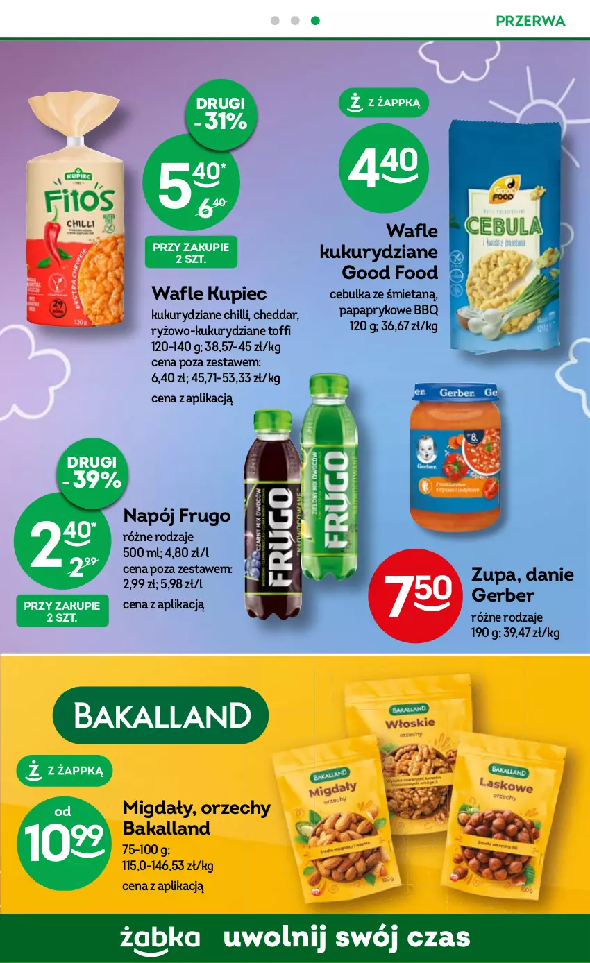 Gazetka promocyjna Żabka - ważna 13.09 do 26.09.2023 - strona 38 - produkty: Bakalland, Cheddar, Gerber, Kupiec, Migdały, Napój, Piec, Ryż, Wafle, Zupa