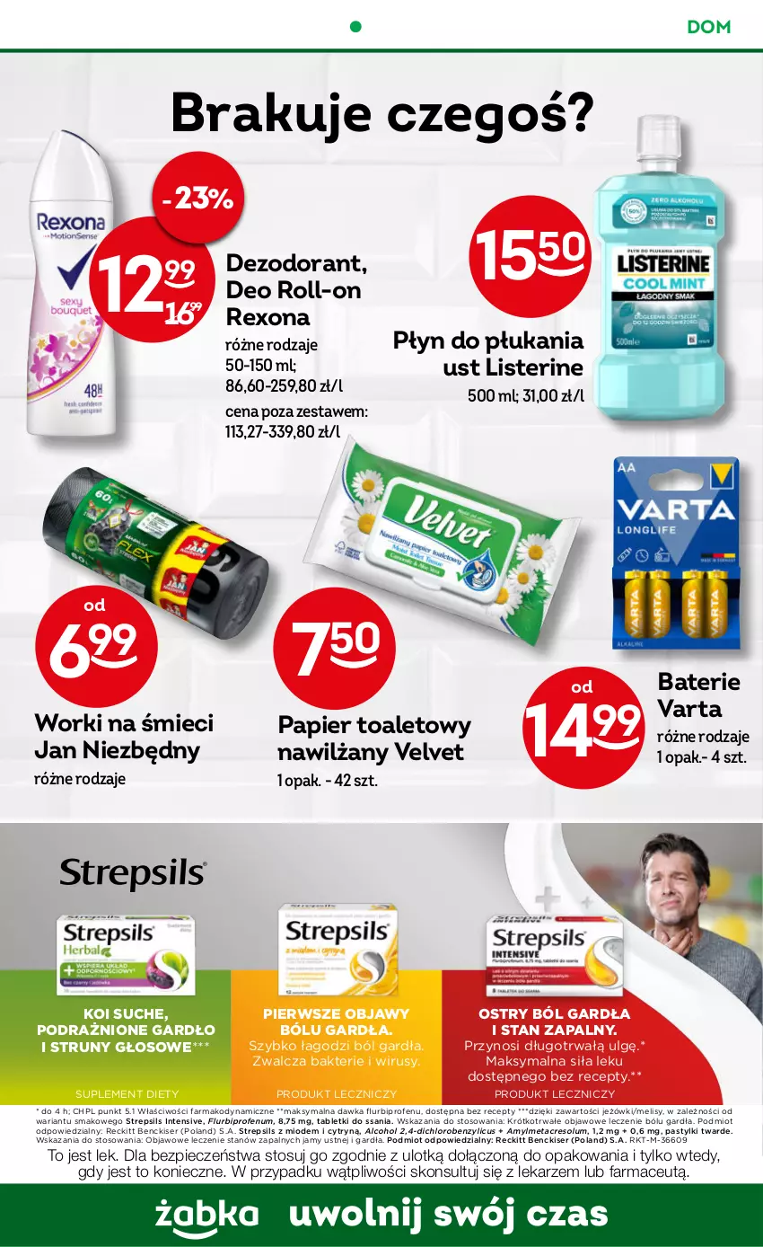 Gazetka promocyjna Żabka - ważna 13.09 do 26.09.2023 - strona 52 - produkty: Dezodorant, Fa, HP, Jan Niezbędny, LG, Listerine, Papier, Papier toaletowy, Pastylki, Piec, Płyn do płukania, Rexona, Ser, Suplement diety, Tablet, Varta, Velvet, Worki na śmiec, Worki na śmieci, Znicz