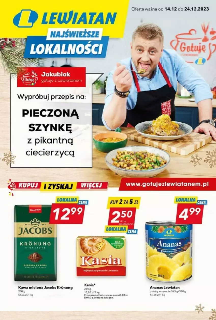 Gazetka promocyjna  - ważna 14.12 do 24.12.2023 - strona 1 - produkty: Ananas, Jacobs, Kasia, Kawa, Kawa mielona, Piec, Syrop