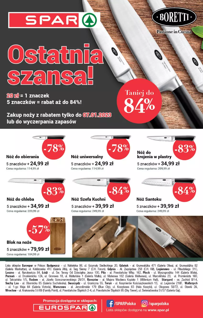 Gazetka promocyjna Spar - EuroSpar - ważna 01.01 do 11.01.2023 - strona 16 - produkty: Blok na noże, Chleb, Dzieci, Fa, Gra, Kosz, Noż, Nóż do chleba, Nóż szefa kuchni, Nóż uniwersalny, Rum