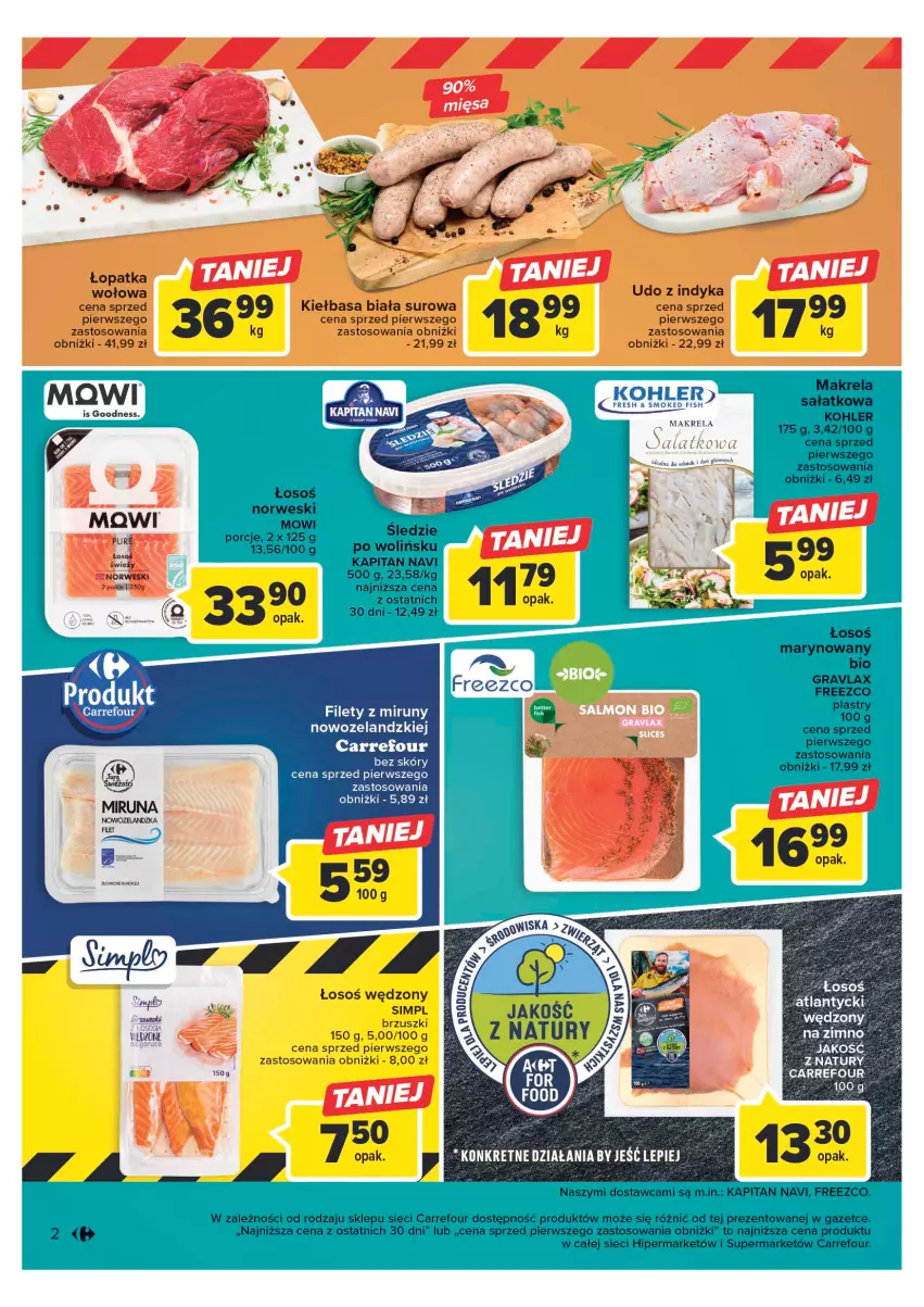 Gazetka promocyjna Carrefour - Gazetka Targ świeżości - ważna 13.03 do 18.03.2023 - strona 2 - produkty: Gra, Kiełbasa, Kiełbasa biała, Por, Sałat