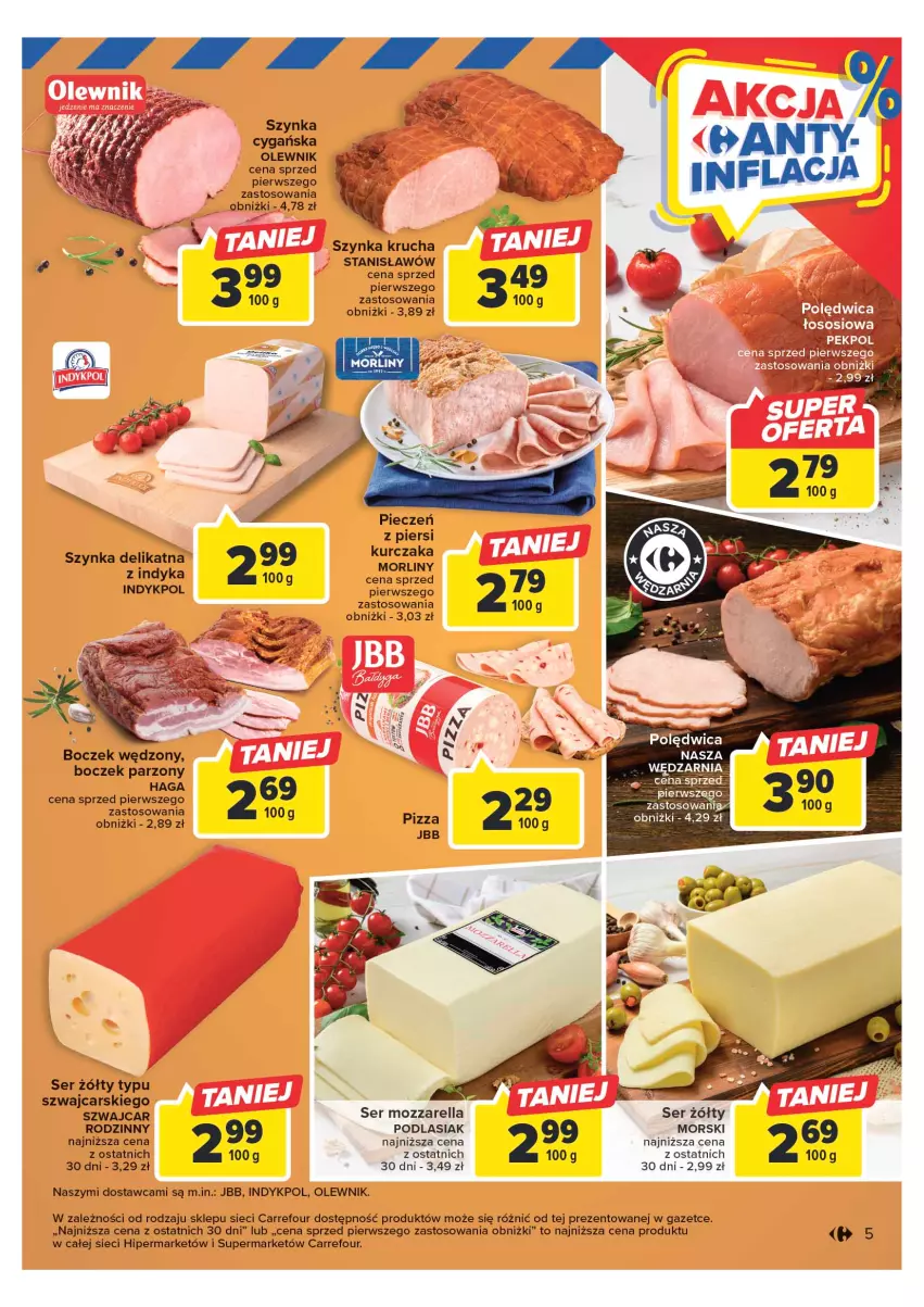 Gazetka promocyjna Carrefour - Gazetka Targ świeżości - ważna 13.03 do 18.03.2023 - strona 5 - produkty: Boczek, Cars, Mozzarella, Olewnik, Piec, Ser, Szynka