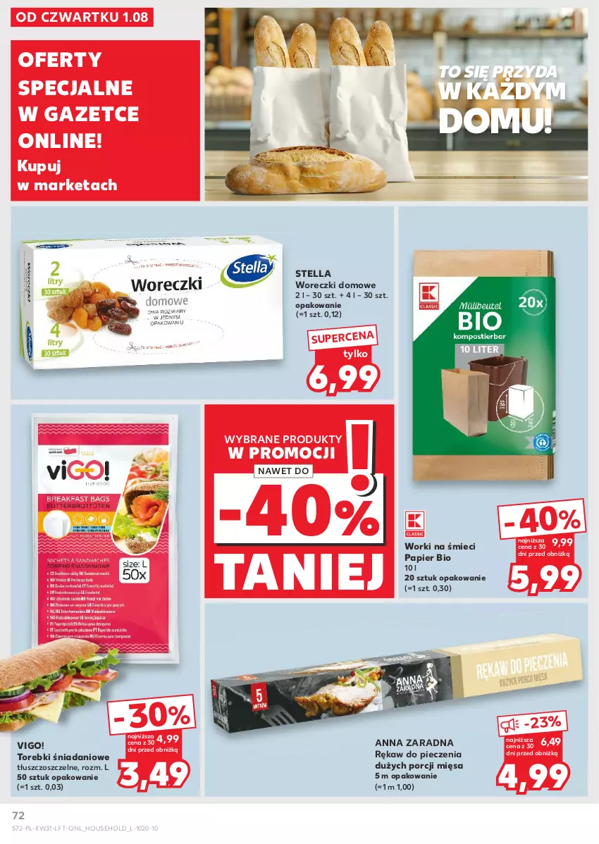 Gazetka promocyjna Kaufland - Gazetka tygodnia - ważna 01.08 do 07.08.2024 - strona 72 - produkty: Danio, Papier, Piec, Por, Rękaw do pieczenia, Worki na śmiec, Worki na śmieci