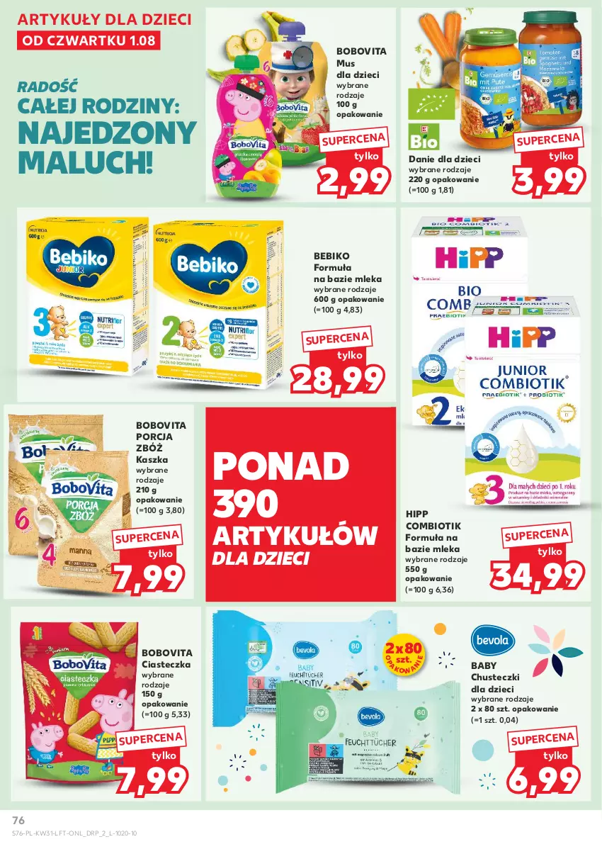 Gazetka promocyjna Kaufland - Gazetka tygodnia - ważna 01.08 do 07.08.2024 - strona 76 - produkty: Bebiko, BoboVita, Chusteczki, Danie dla dzieci, Dzieci, HiPP, Mus, Por, Vita C