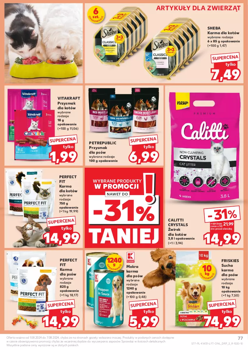 Gazetka promocyjna Kaufland - Gazetka tygodnia - ważna 01.08 do 07.08.2024 - strona 77 - produkty: Friskies, Mokra karma, Sheba, Sucha karma, Vitakraft