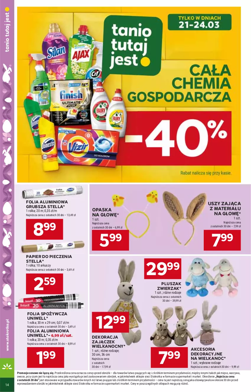 Gazetka promocyjna Stokrotka - Market - ważna 21.03 do 26.03.2024 - strona 17 - produkty: Folia aluminiowa, Opaska, Papier, Papier do pieczenia, Piec, Pluszak