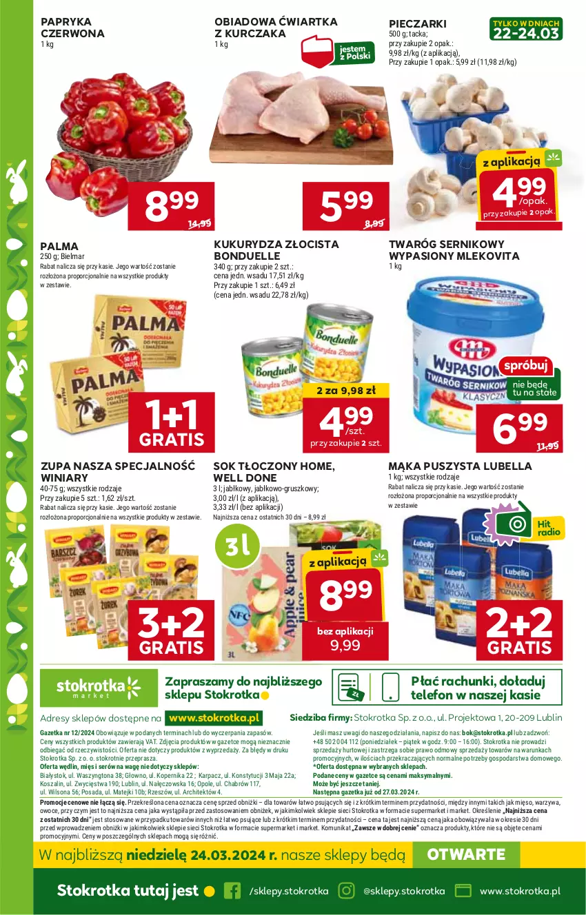 Gazetka promocyjna Stokrotka - Market - ważna 21.03 do 26.03.2024 - strona 19 - produkty: Bell, Bella, Bonduelle, Dres, Gra, HP, JBL, Kukurydza, Kurczak, Lubella, Mąka, Mleko, Mlekovita, Palma, Papryka, Papryka czerwona, Piec, Ser, Sok, Telefon, Twaróg, Winiary, Zupa