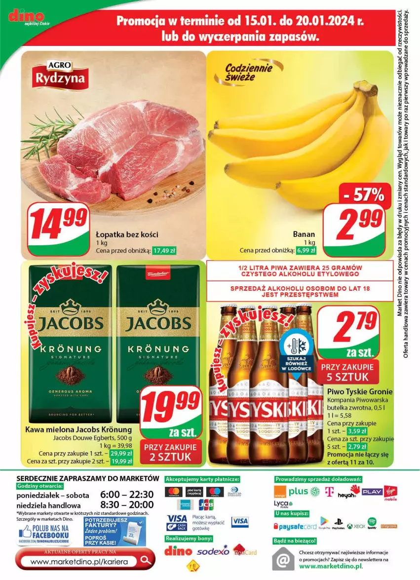 Gazetka promocyjna Dino - Gazetka 3 - ważna 16.01 do 23.01.2024 - strona 55 - produkty: Fa, Jacobs, JBL, Kawa, Kawa mielona, Piwo, Ser, Tera, Tyskie