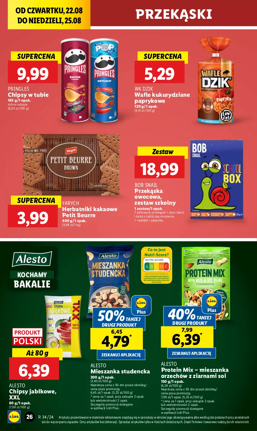 Gazetka promocyjna Lidl - GAZETKA - ważna 22.08 do 25.08.2024 - strona 32 - produkty: Chipsy, Herbatniki, Kakao, Klej, Koc, Mieszanka studencka, Noż, Pringles, Wafle, Zabawka