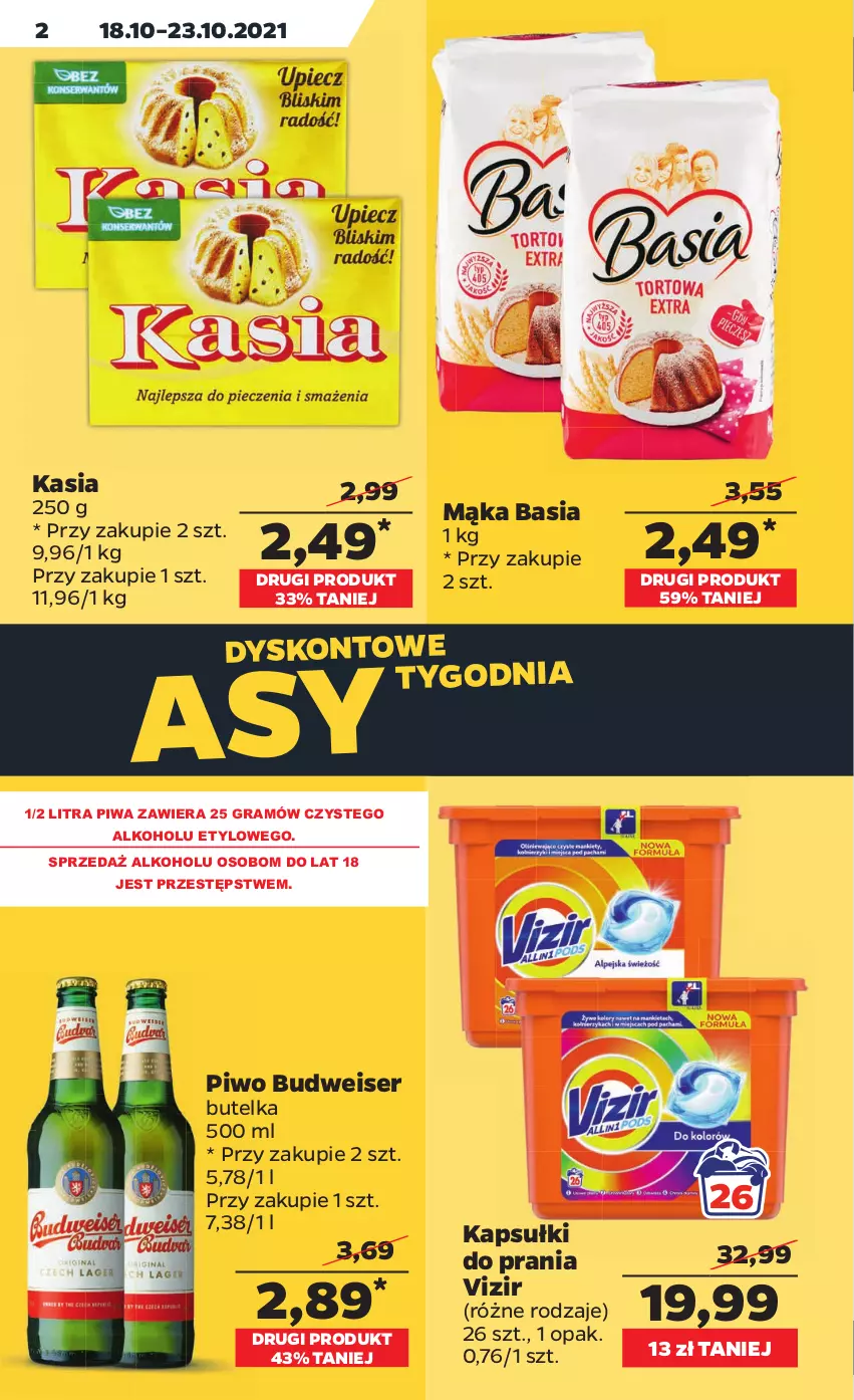 Gazetka promocyjna Netto - Gazetka spożywcza - ważna 18.10 do 23.10.2021 - strona 2 - produkty: Basia, Gra, Kapsułki do prania, Kasia, Mąka, Piwa, Piwo, Ser, Vizir