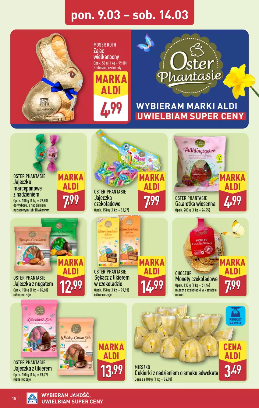 Gazetka promocyjna Aldi - Pełna oferta - ważna 09.03 do 14.03.2026 - strona 18 - produkty: Cukier, Cukierki, Gala, Galaretka, Likier, Moser Roth, Sękacz, Ser
