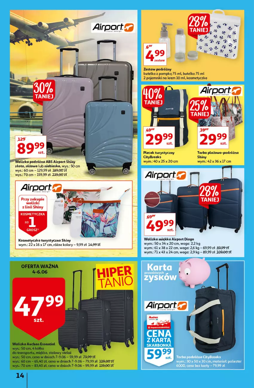 Gazetka promocyjna Auchan - Letnie przyjemności Hipermarkety - ważna 04.06 do 09.06.2021 - strona 14 - produkty: Kosmetyczka, Plecak, Pojemnik, Por, Sport, Torba, Tran, Waga, Walizka