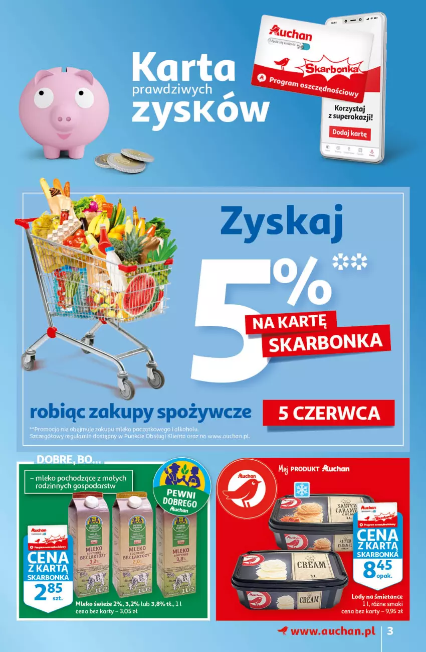 Gazetka promocyjna Auchan - Letnie przyjemności Hipermarkety - ważna 04.06 do 09.06.2021 - strona 3 - produkty: Gaga, Lody, Mleko