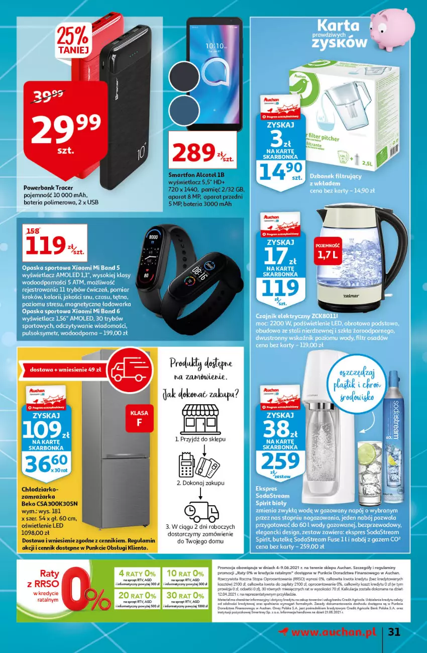 Gazetka promocyjna Auchan - Letnie przyjemności Hipermarkety - ważna 04.06 do 09.06.2021 - strona 31 - produkty: Acer, Bateria, Isla, Kosz, Powerbank, Smartfon, Sok, Tran