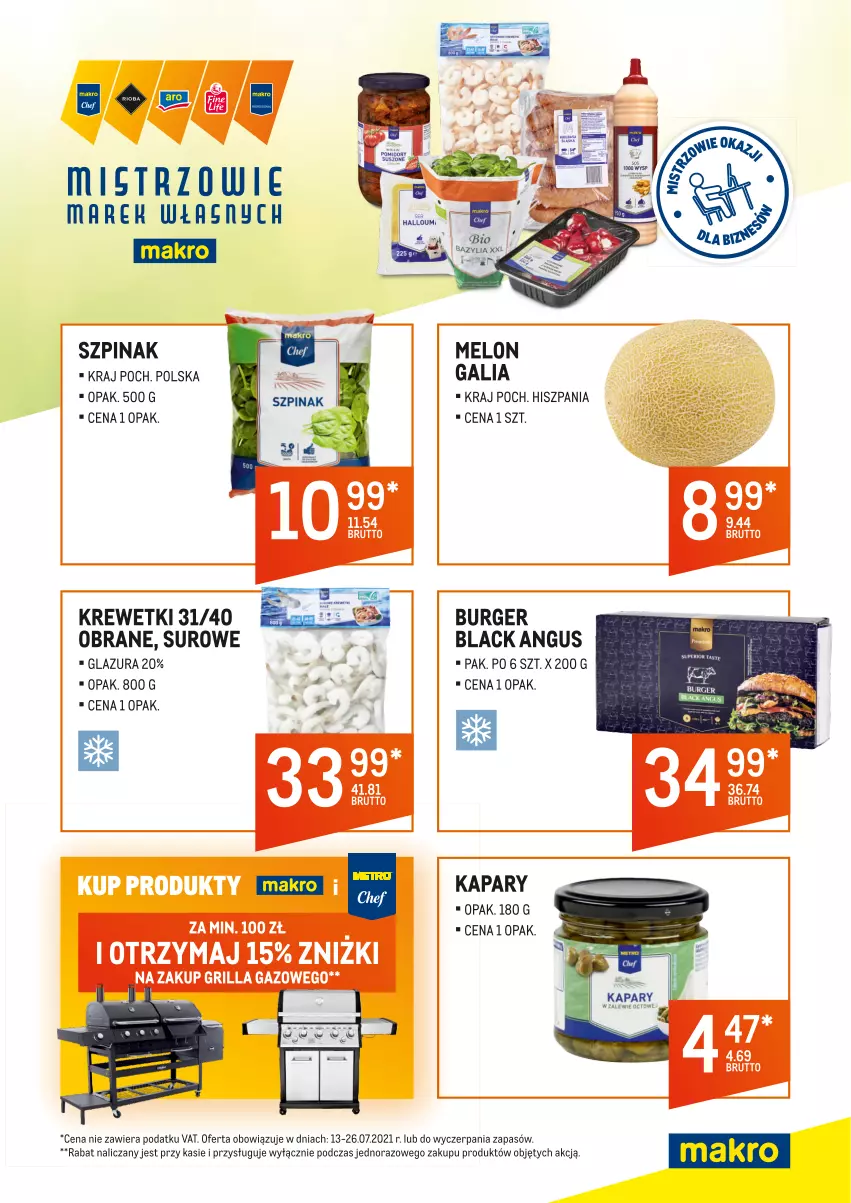 Gazetka promocyjna Makro - [Oferta specjalna] Mistrzowie marek własnych - ważna 13.07 do 26.07.2021 - strona 1 - produkty: Burger, Glazura, Kapary, Krewetki, Lack, Lazur, Metro, Metro Chef, Sos, Szpinak