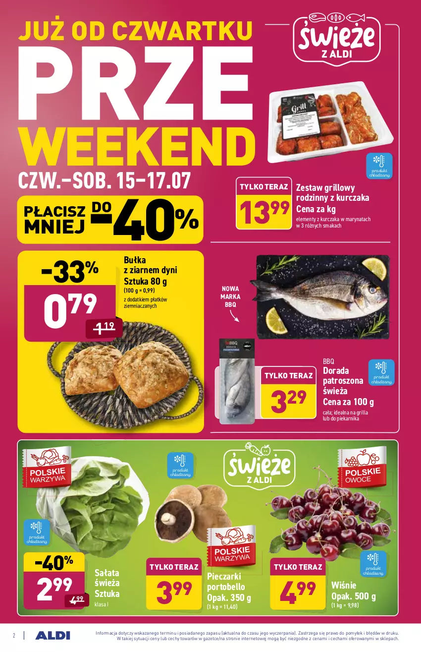 Gazetka promocyjna Aldi - PROMOCJE NA WEEKEND - ważna 15.07 do 17.07.2021 - strona 2 - produkty: Bell, Bułka, Grill, Kurczak, Piec, Piekarnik, Por, Portobello, Sałat, Tera