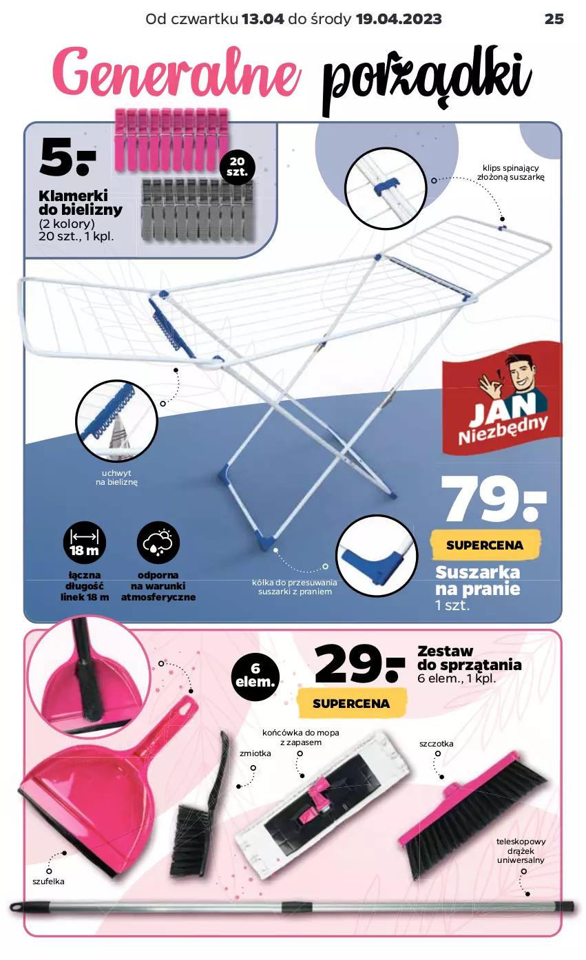 Gazetka promocyjna Netto - Akcesoria i dodatki - ważna 13.04 do 19.04.2023 - strona 9 - produkty: Mop, Por, Suszarka, Suszarka na pranie, Suszarki, Szczotka, Szufelka, Teleskop