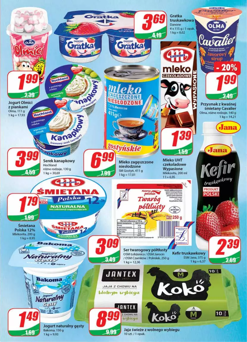 Gazetka promocyjna Dino - Gazetka - ważna 29.11 do 06.12.2022 - strona 15 - produkty: Bakoma, Danone, Gra, Hochland, Jaja, Jogurt, Jogurt naturalny, Kefir, Mleko, Mleko zagęszczone, Mlekovita, Olma, Polmiek, Por, Ser, Ser twarogowy