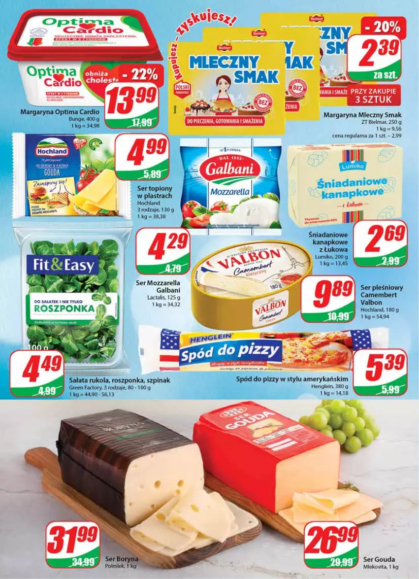 Gazetka promocyjna Dino - Gazetka - ważna 29.11 do 06.12.2022 - strona 16 - produkty: Camembert, Danio, Fa, Galbani, Gouda, Hochland, Margaryna, Mozzarella, Roszponka, Sałat, Ser, Ser pleśniowy, Ser topiony, Szpinak, Top