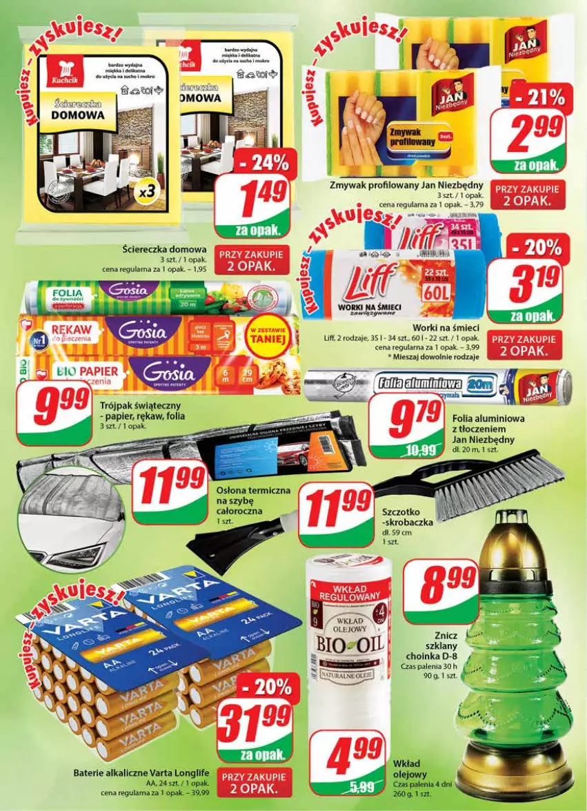 Gazetka promocyjna Dino - Gazetka - ważna 29.11 do 06.12.2022 - strona 22 - produkty: Baterie alkaliczne, Choinka, Fa, Folia aluminiowa, Inka, Jan Niezbędny, Olej, Papier, Skrobaczka, Varta, Worki na śmiec, Worki na śmieci