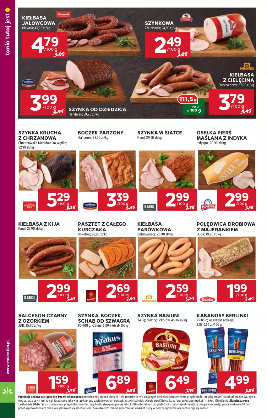 Gazetka promocyjna Stokrotka - Supermarket - ważna 22.08 do 28.08.2024 - strona 10 - produkty: Berlinki, Boczek, Chrzan, Gra, HP, Kabanos, Kiełbasa, Kurczak, LANA, Pasztet, Polędwica, Salceson, Sos, Szynka