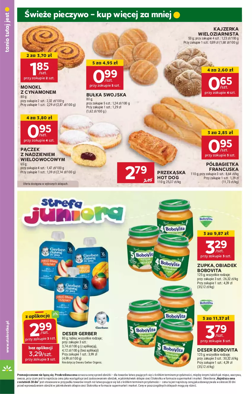 Gazetka promocyjna Stokrotka - Supermarket - ważna 22.08 do 28.08.2024 - strona 14 - produkty: Bagietka, BoboVita, Bułka, Deser, Gerber, Hot dog, HP, Kajzerka, Pączek, Piec, Pieczywo, Półbagietka, Ser