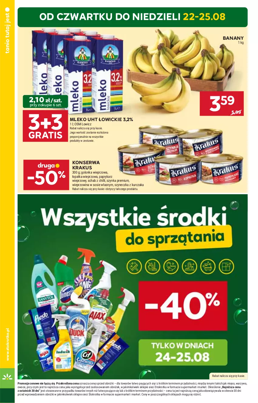 Gazetka promocyjna Stokrotka - Supermarket - ważna 22.08 do 28.08.2024 - strona 6 - produkty: Banany, Gra, HP, Krakus, Mleko, Ser