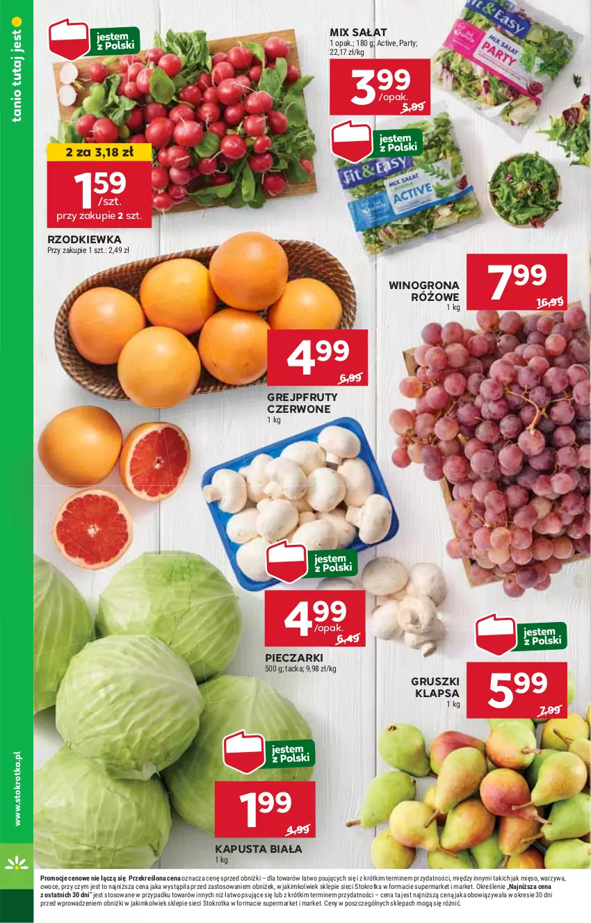 Gazetka promocyjna Stokrotka - Supermarket - ważna 22.08 do 28.08.2024 - strona 8 - produkty: Grejpfrut, Gruszki, HP, Piec, Rzodkiewka, Sałat, Wino, Winogrona