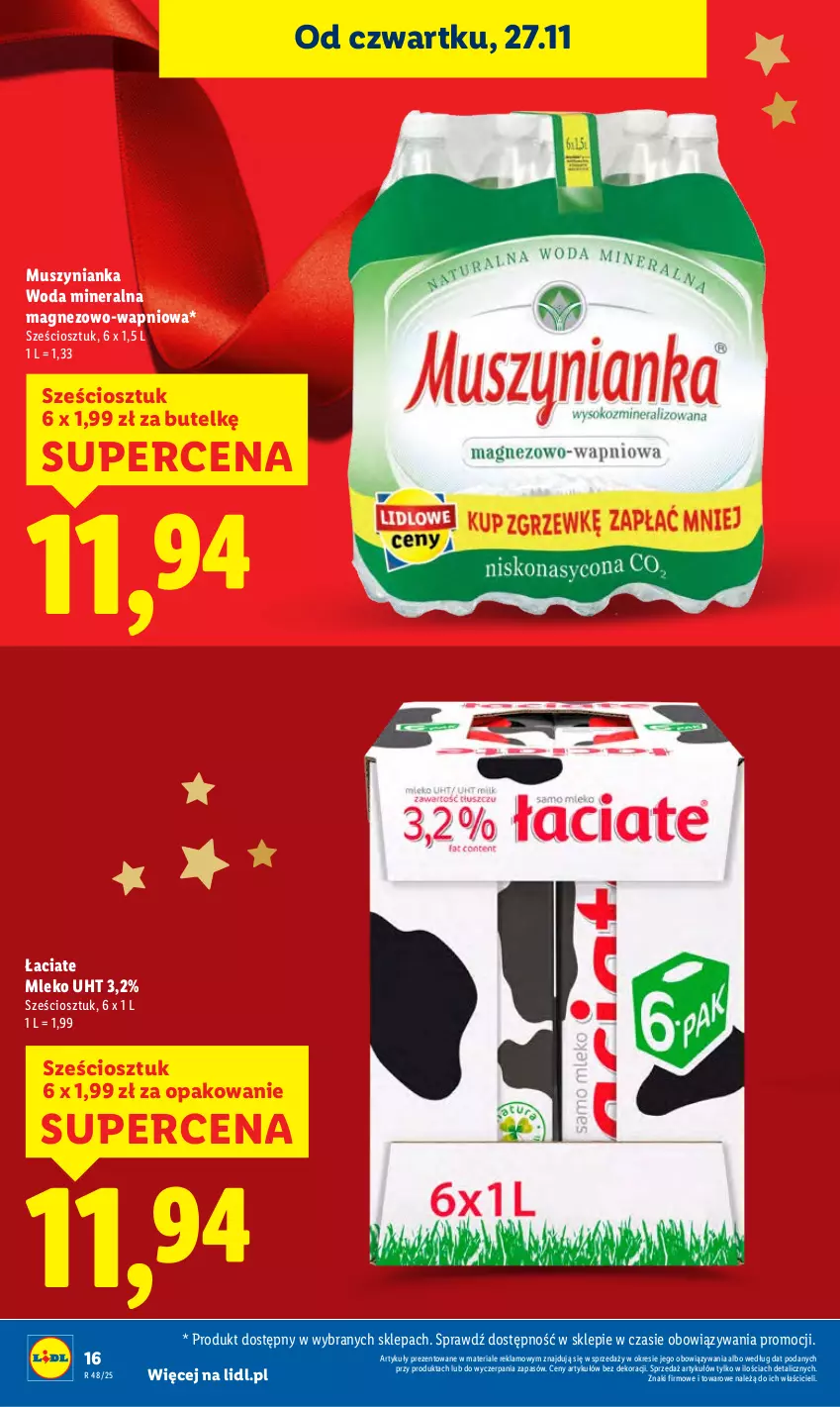 Gazetka promocyjna Lidl - GAZETKA - ważna 27.11 do 29.11.2025 - strona 16 - produkty: Magnez, Mleko, Mus, Muszynianka, Woda, Woda mineralna