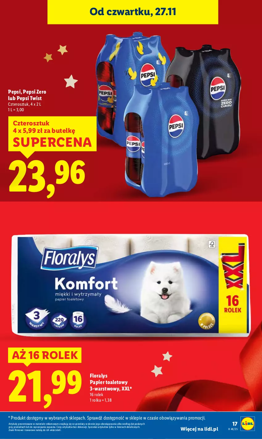 Gazetka promocyjna Lidl - GAZETKA - ważna 27.11 do 29.11.2025 - strona 17 - produkty: Flora, Papier, Papier toaletowy, Pepsi
