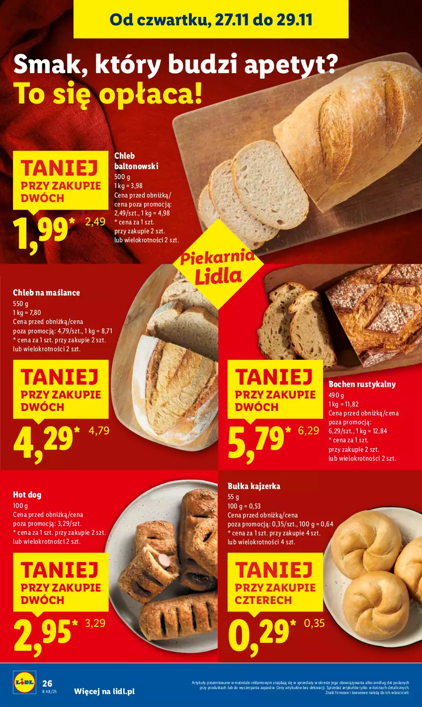 Gazetka promocyjna Lidl - GAZETKA - ważna 27.11 do 29.11.2025 - strona 26 - produkty: Bułka, Chleb, Hot dog, Kajzerka, Rust