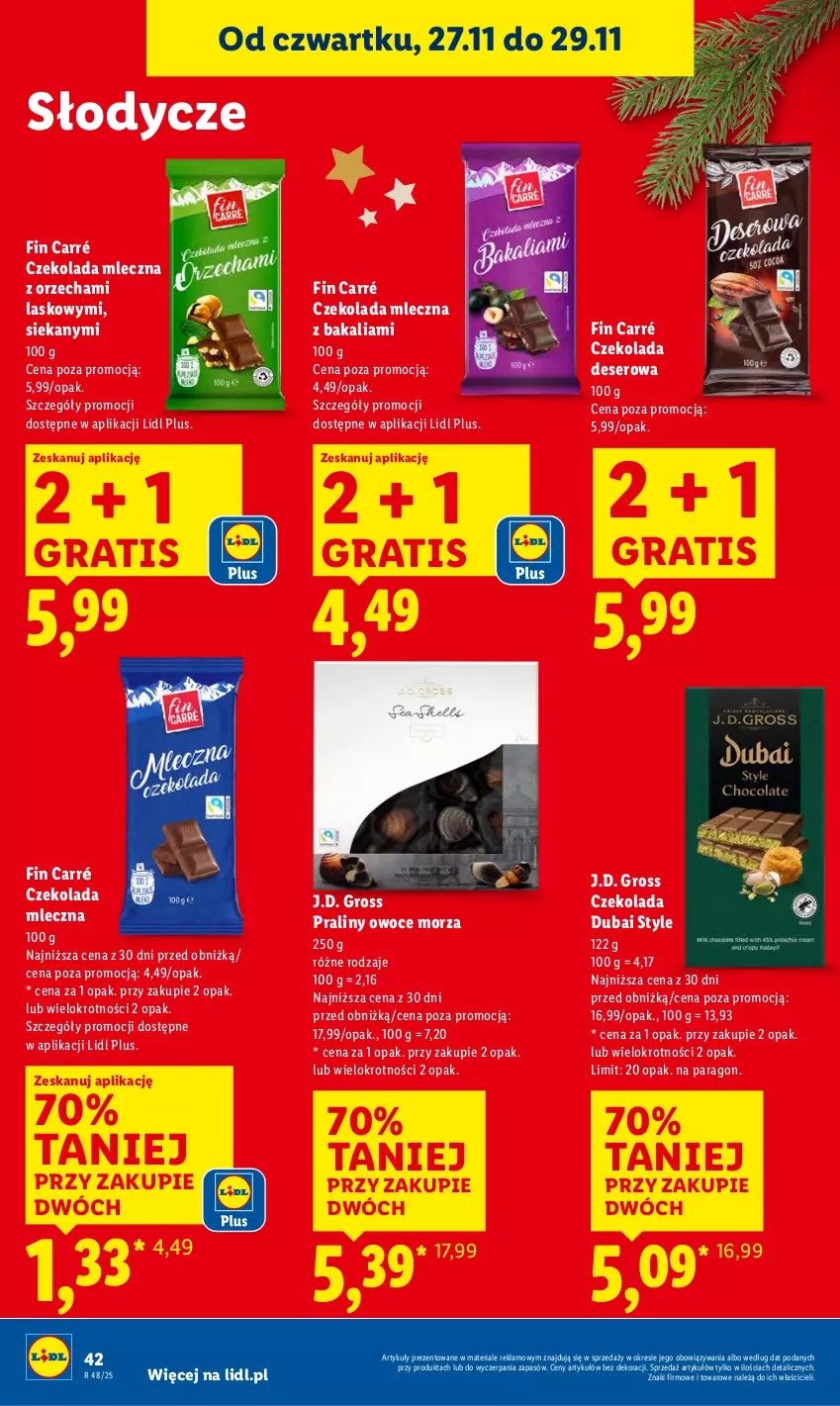 Gazetka promocyjna Lidl - GAZETKA - ważna 27.11 do 29.11.2025 - strona 42 - produkty: Czekolada, Czekolada mleczna, Deser, Gra, Owoce, Owoce morza, Praliny, Ser