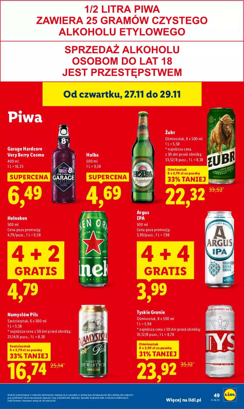 Gazetka promocyjna Lidl - GAZETKA - ważna 27.11 do 29.11.2025 - strona 49 - produkty: Gra, Heineken, Namysłów, Piwa, Tyskie