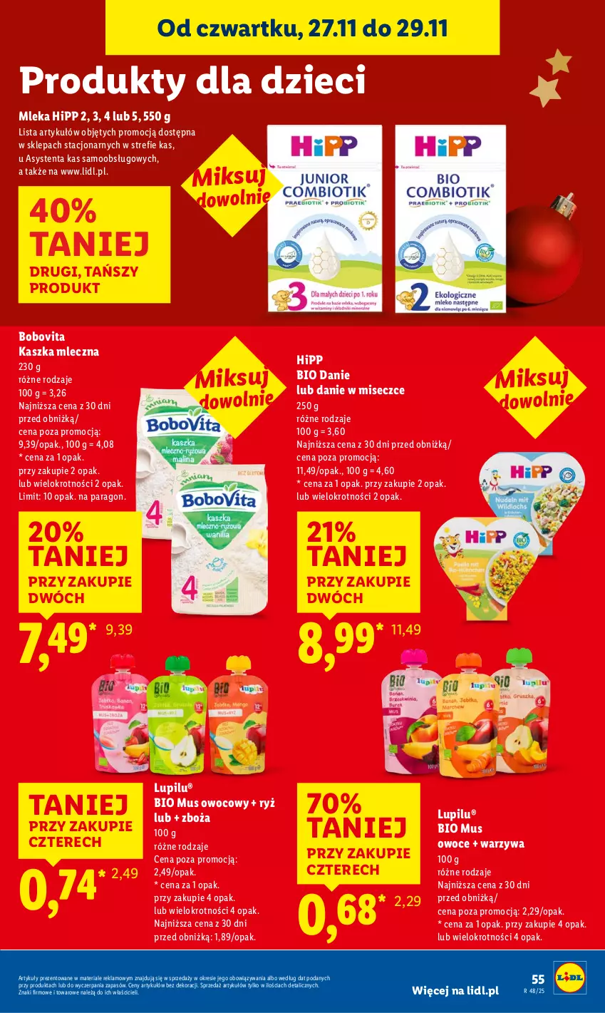 Gazetka promocyjna Lidl - GAZETKA - ważna 27.11 do 29.11.2025 - strona 55 - produkty: BoboVita, Dzieci, HiPP, Hipp Bio, Mus, Owoce, Ryż, Warzywa