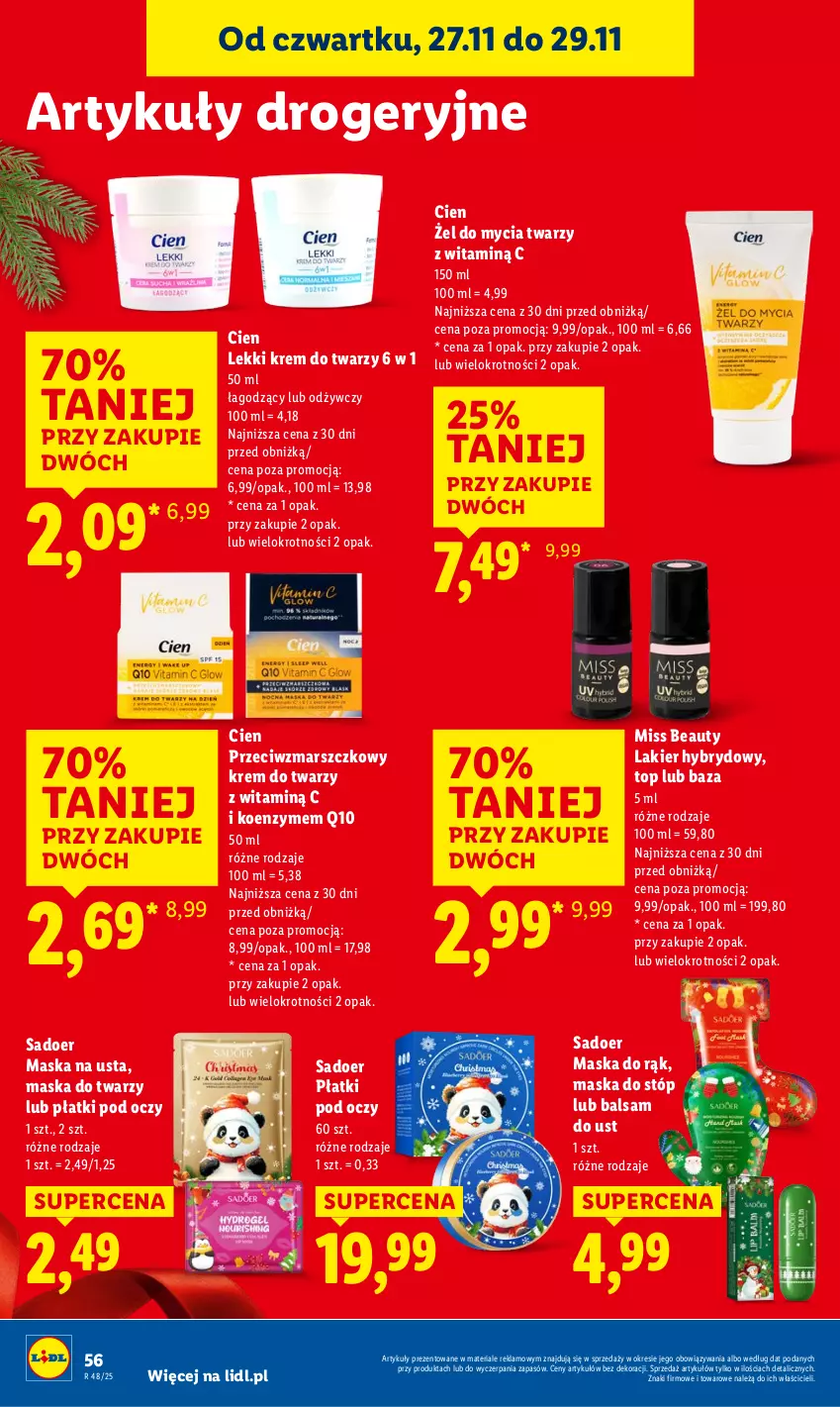 Gazetka promocyjna Lidl - GAZETKA - ważna 27.11 do 29.11.2025 - strona 56 - produkty: Balsam do ust, Krem do twarzy, Lakier, Lakier hybrydowy, Mars, Maska, Maska do stóp, Maska do twarzy, Top