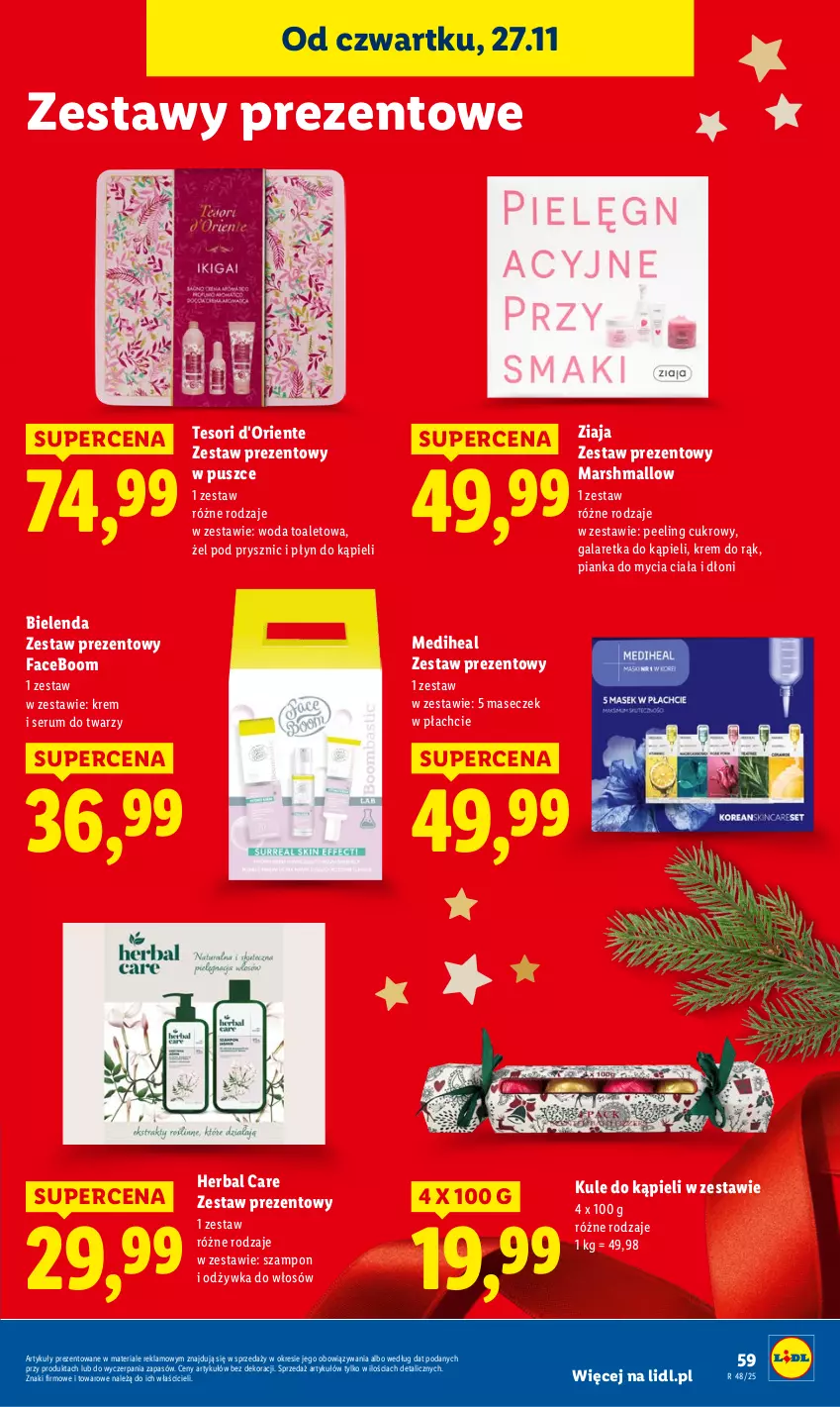 Gazetka promocyjna Lidl - GAZETKA - ważna 27.11 do 29.11.2025 - strona 59 - produkty: Bielenda, Fa, Gala, Galaretka, Krem do rąk, Mars, Odżywka, Peeling, Płyn do kąpieli, Rum, Ser, Serum, Serum do twarzy, Szampon, Woda, Woda toaletowa, Zestaw prezentowy, Ziaja