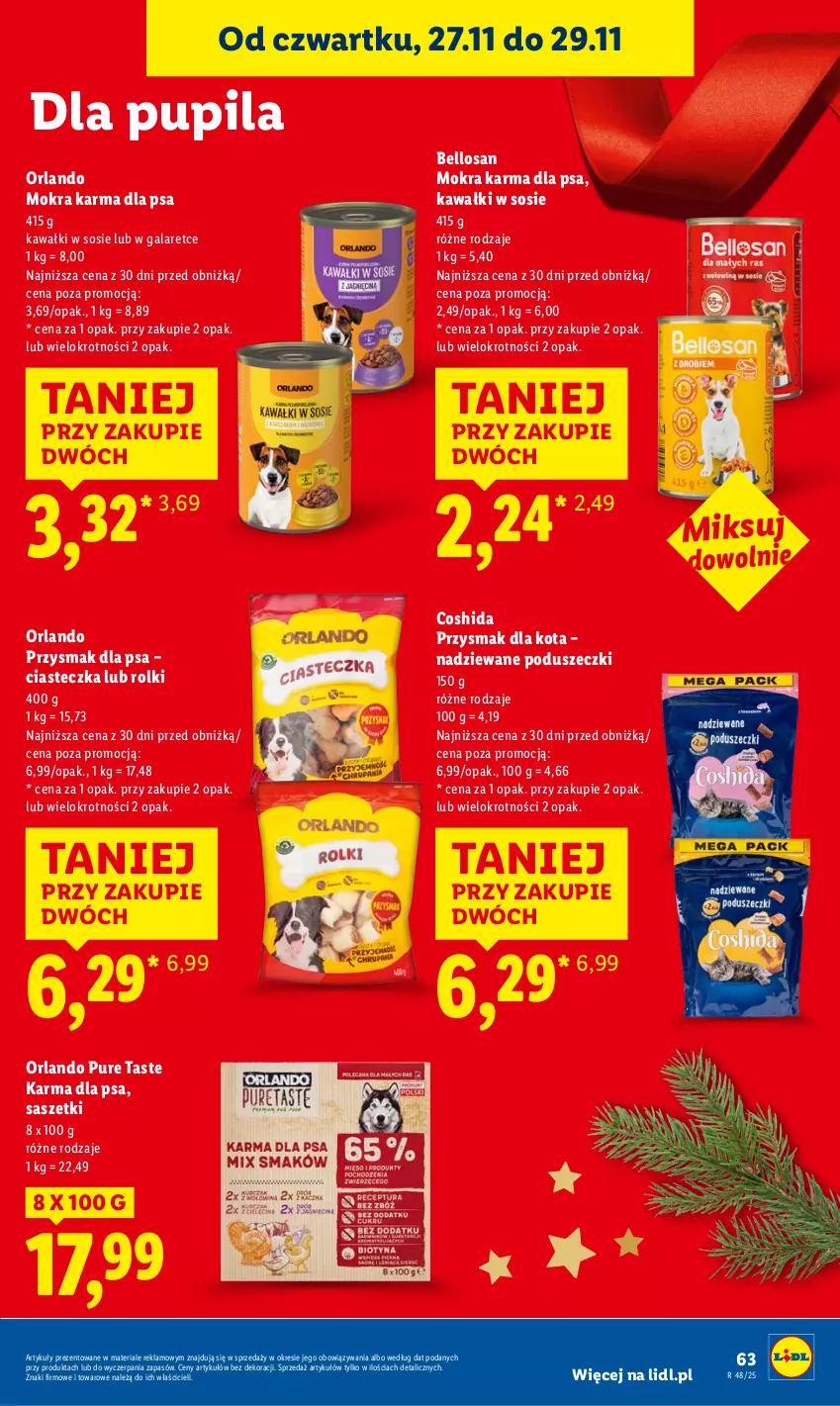 Gazetka promocyjna Lidl - GAZETKA - ważna 27.11 do 29.11.2025 - strona 63 - produkty: Bell, Gala, Kawa, Mokra karma, Przysmak dla kota, Przysmak dla psa, Pur, Rolki, Sos