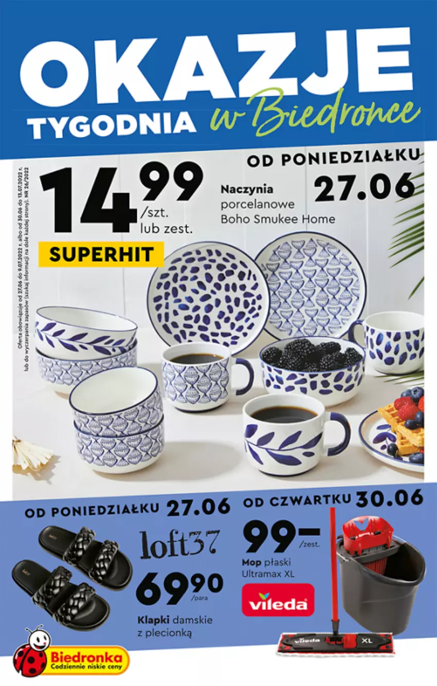 Gazetka promocyjna Biedronka - ważna 27.06 do 13.07.2022 - strona 1 - produkty: Klapki, Mop, Rama, Rum