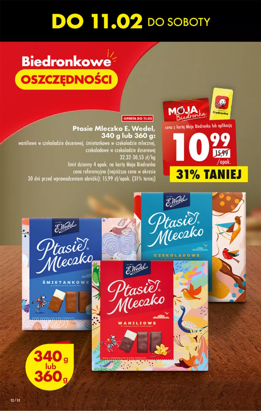 Gazetka promocyjna Biedronka - ważna 09.02 do 15.02.2023 - strona 12 - produkty: Deser, Dron, E. Wedel, Mleczko, Ocet, Ptasie mleczko, Ser