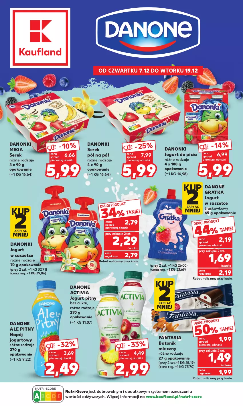 Gazetka promocyjna Kaufland - Kaufland - ważna 07.12 do 19.12.2023 - strona 1 - produkty: Activia, Baton, Danone, Danonki, Fa, Fanta, Gra, Jogurt, Jogurt pitny, Napój, Napój jogurtowy, Ser, Serek, Tonik