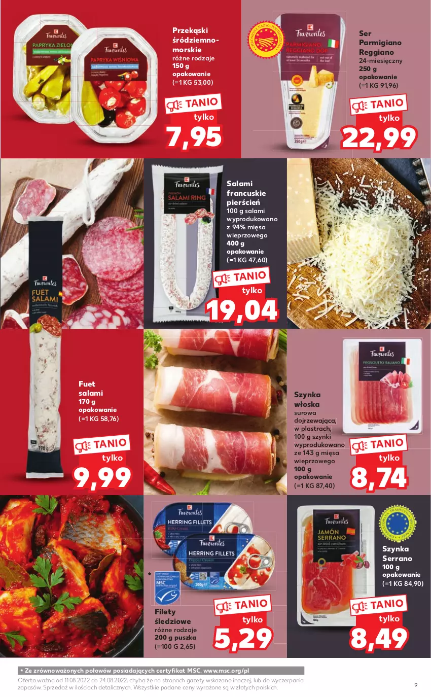 Gazetka promocyjna Kaufland - Katalog MARKI WŁASNE - ważna 11.08 do 24.08.2022 - strona 9 - produkty: Cień, Fa, Salami, Ser, Szynka