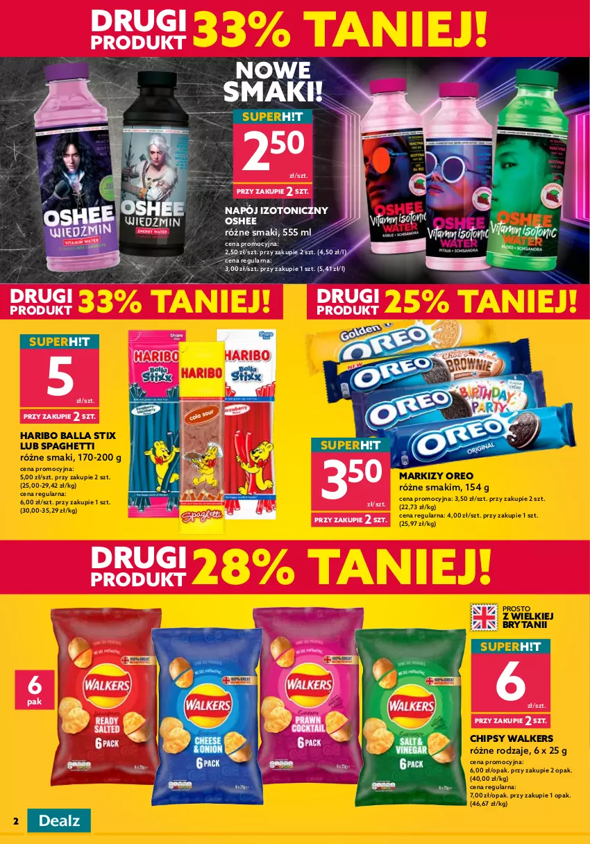 Gazetka promocyjna Dealz - NOWA GAZETKA - od 06.07.2022!Wielkie Marki Mini Ceny - ważna 06.07 do 12.07.2022 - strona 2 - produkty: Chipsy, Czekolada, Gra, Haribo, Herbata, Herbata czarna, Kawa, Kawa mielona, Napój, Napój izotoniczny, Oreo, Oshee, Piec, Piwa, Piwo, Rum, Spaghetti, Syrop, Syropy, Tchibo