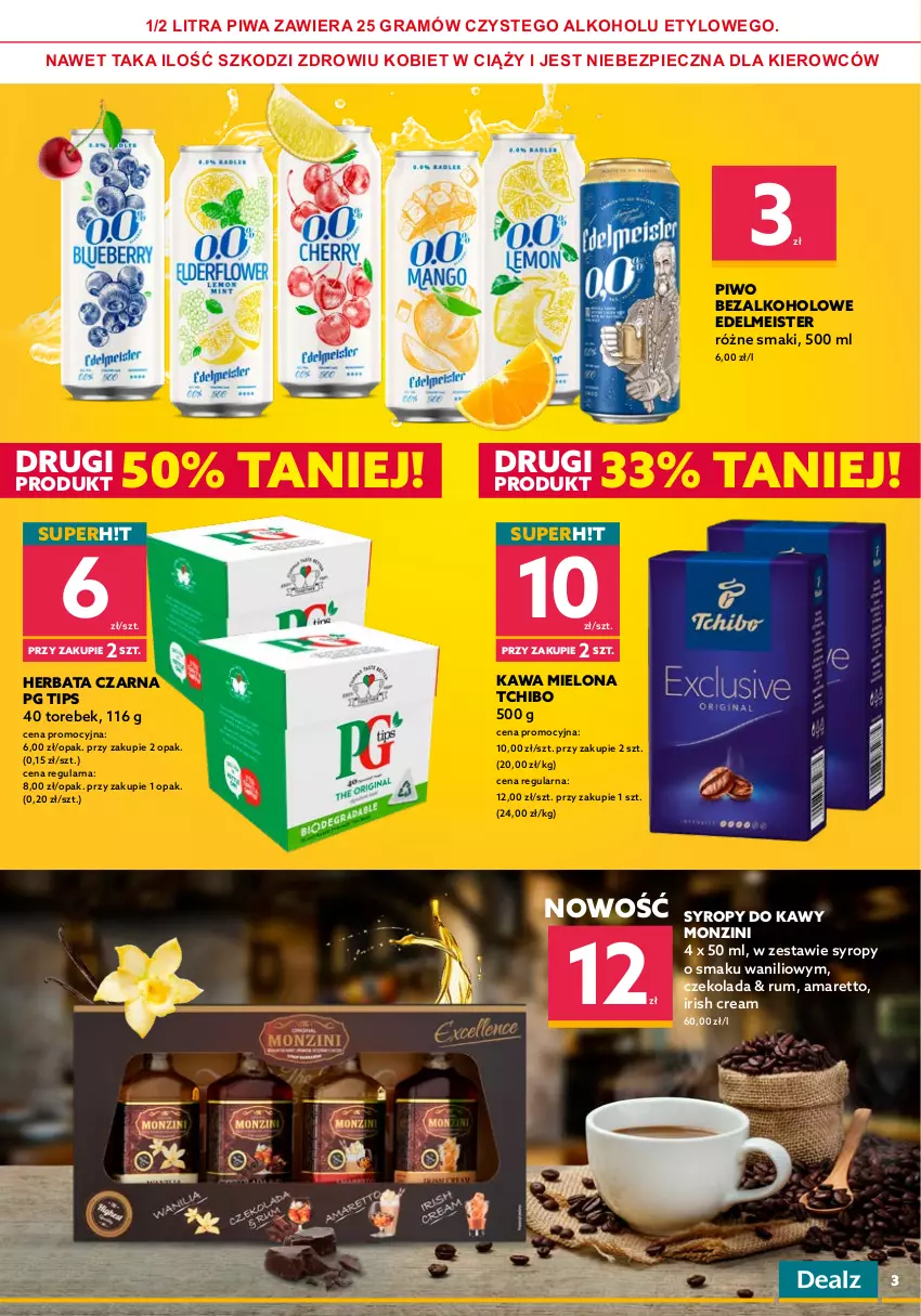 Gazetka promocyjna Dealz - NOWA GAZETKA - od 06.07.2022!Wielkie Marki Mini Ceny - ważna 06.07 do 12.07.2022 - strona 3 - produkty: Chipsy, Czekolada, Gra, Haribo, Herbata, Herbata czarna, Kawa, Kawa mielona, Napój, Napój izotoniczny, Oreo, Oshee, Piec, Piwa, Piwo, Rum, Spaghetti, Syrop, Syropy, Tchibo