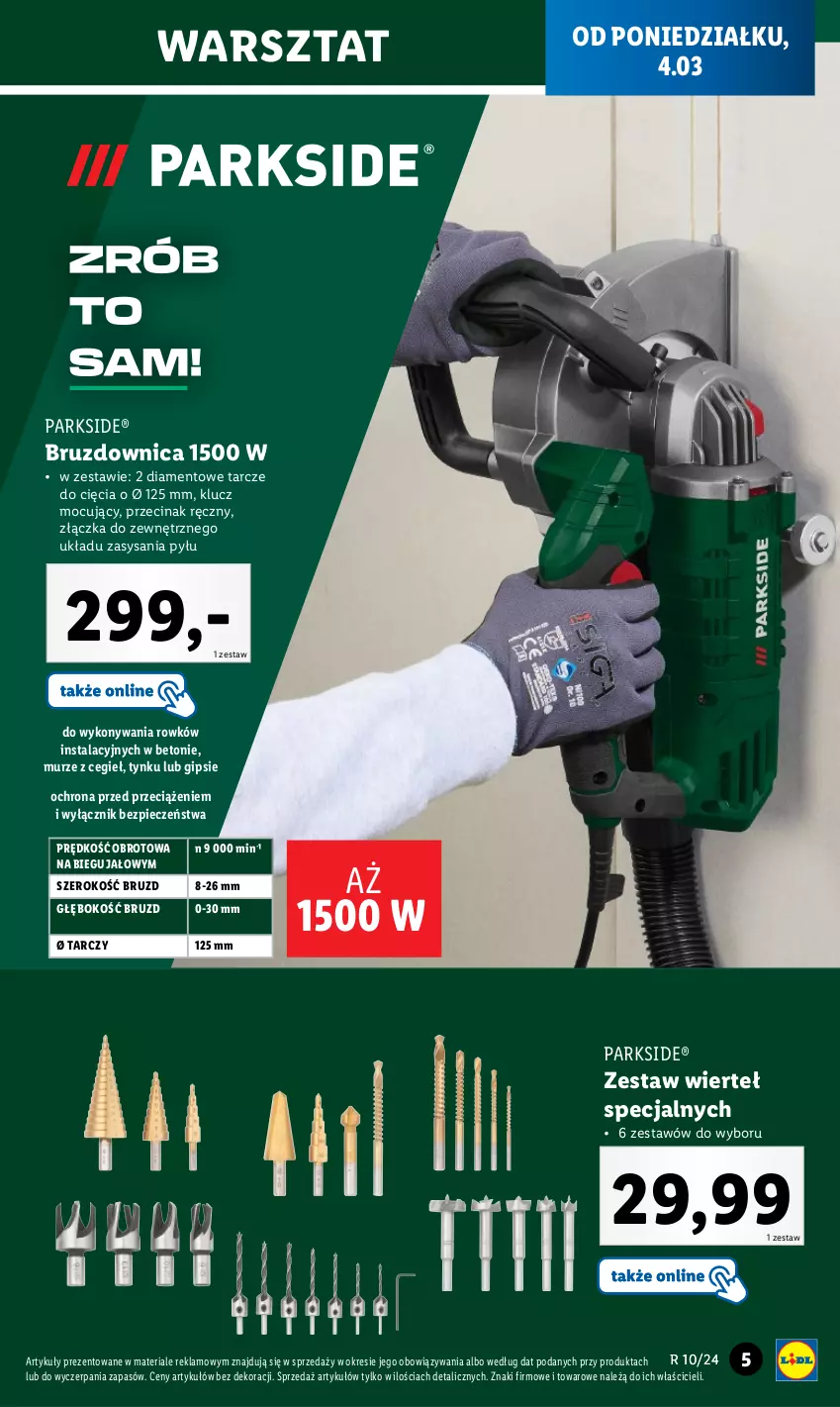 Gazetka promocyjna Lidl - KATALOG PARKSIDE - ważna 04.03 do 09.03.2024 - strona 5 - produkty: Parkside, Piec, Zestaw wierteł