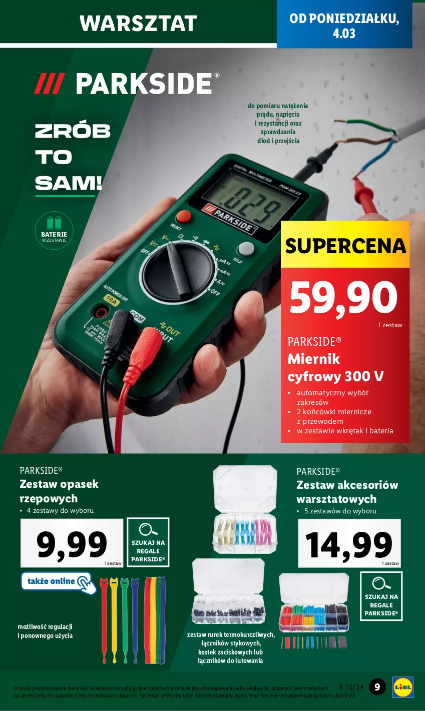 Gazetka promocyjna Lidl - KATALOG PARKSIDE - ważna 04.03 do 09.03.2024 - strona 9 - produkty: Bateria, Miernik cyfrowy, Parkside, Pasek, Stek, Wkręt