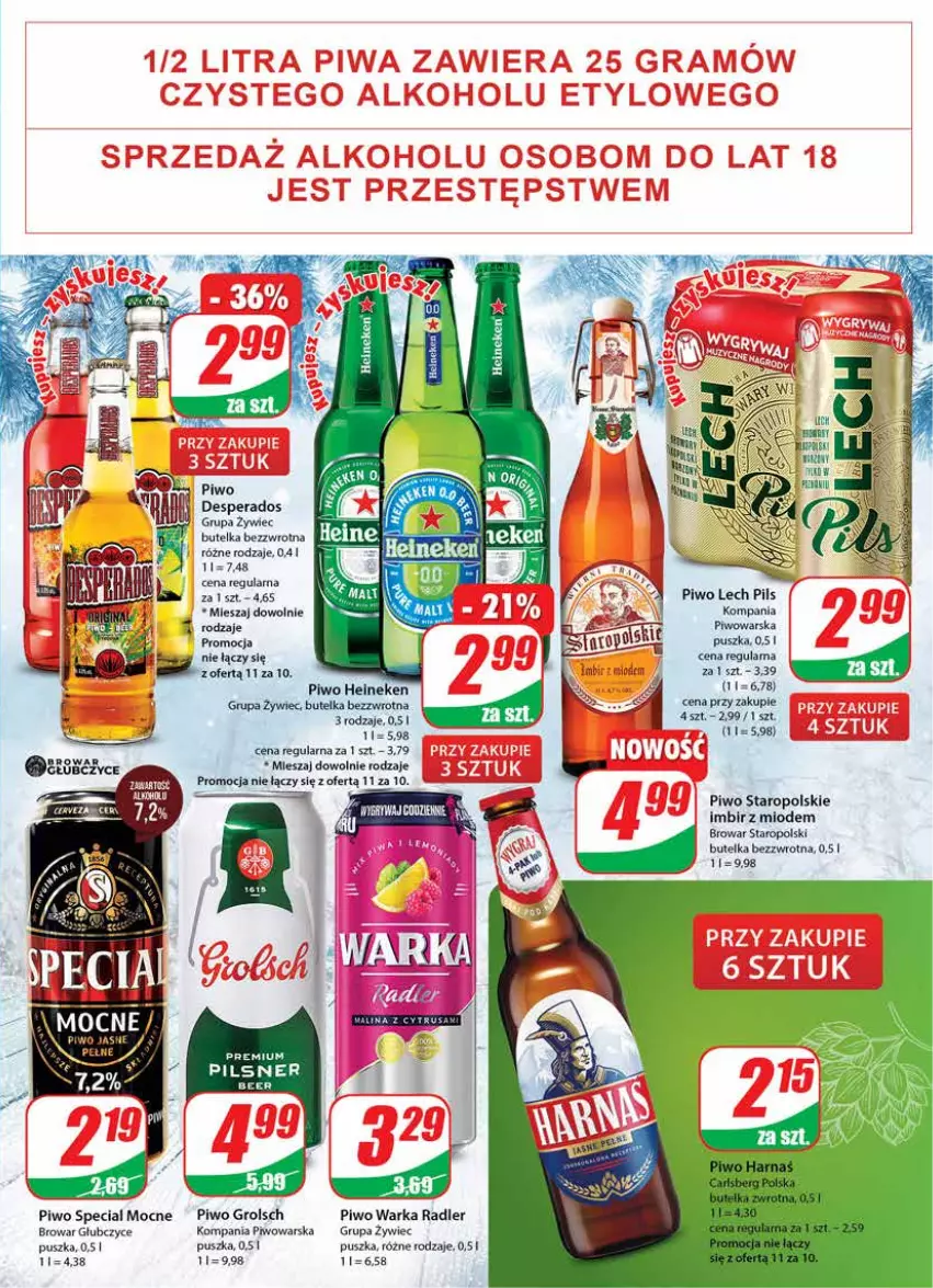 Gazetka promocyjna Dino - Gazetka - ważna 07.12 do 13.12.2022 - strona 19 - produkty: Desperados, Heineken, Imbir, Piwo, Piwo jasne, Radler, Warka