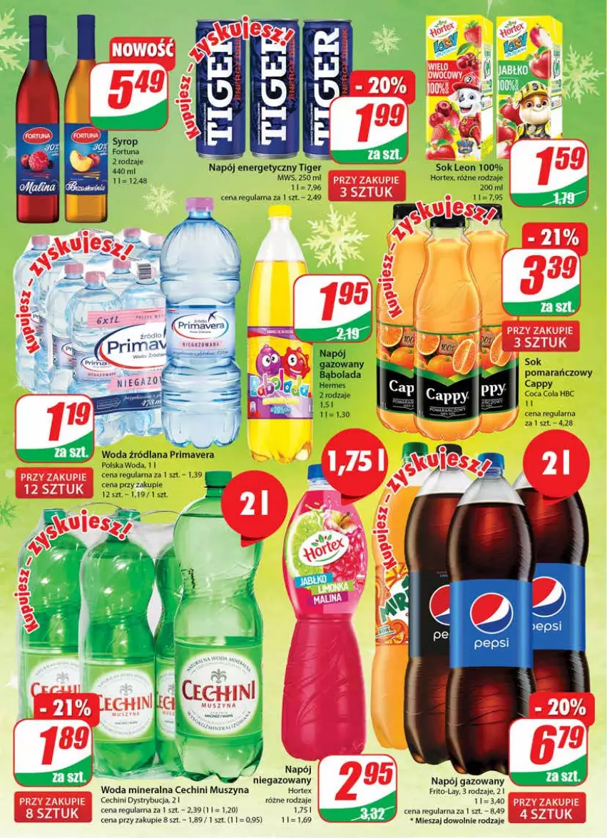 Gazetka promocyjna Dino - Gazetka - ważna 07.12 do 13.12.2022 - strona 2 - produkty: Cappy, Hortex, LANA, Mus, Napój, Napój gazowany, Napój niegazowany, Prima, Primavera, Sok, Szyna, Tiger, Woda, Woda mineralna