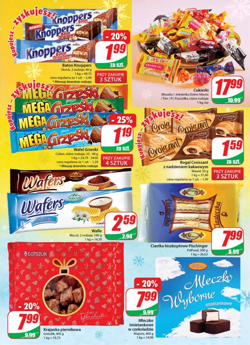 Gazetka promocyjna Dino - Gazetka - ważna 07.12 do 13.12.2022 - strona 3 - produkty: Ciastka, Croissant, Cukier, Cukierki, Gry, Grześki, Jutrzenka, Kakao, Mleczko, Piernik, Rogal, Wafle, Wawel