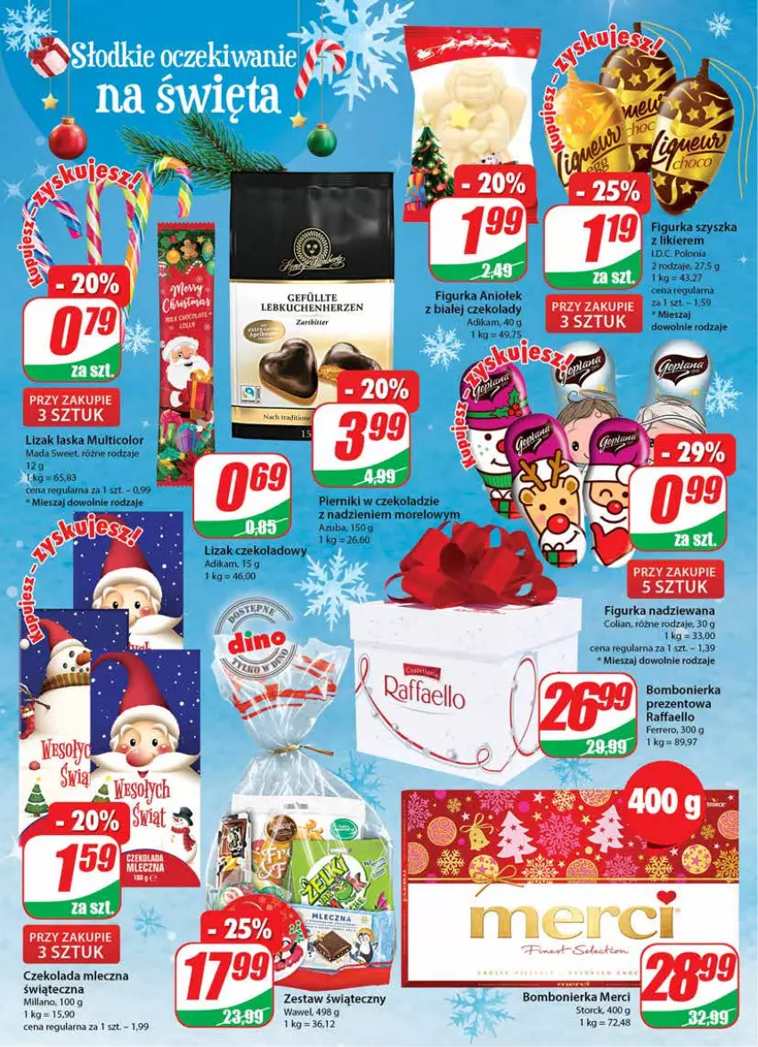 Gazetka promocyjna Dino - Gazetka - ważna 07.12 do 13.12.2022 - strona 4 - produkty: Czekolada, Czekolada mleczna, Fa, Ferrero, Merci, Piernik, Pierniki w czekoladzie, Raffaello, Wawel